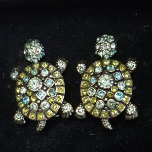Heidi Daus Turtle Multi Colour Crystals Pierced Earrings